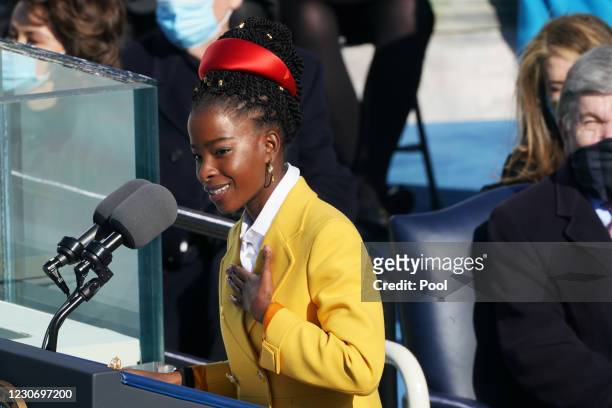 Inaugural poet Amanda Gorman delivered a poem during the inauguration of U.S. President Joe Biden on the West Front of the U.S. Capitol on January...