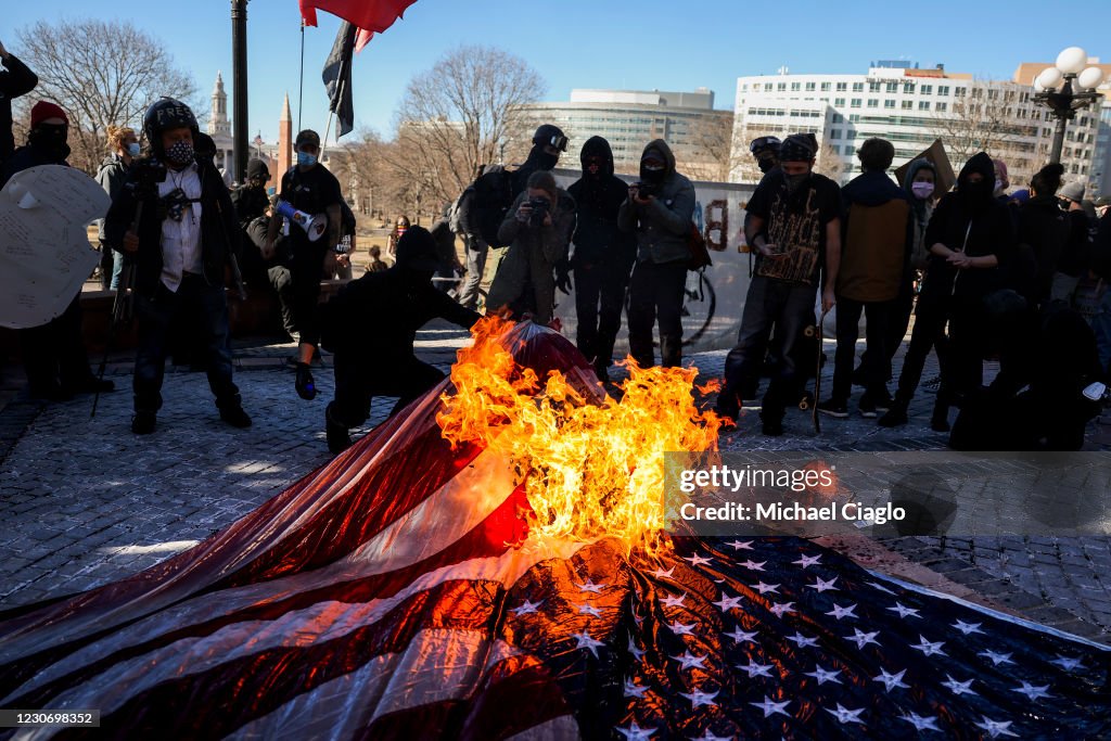 Protesters Gather At State Capitols On Presidential Inauguration Day