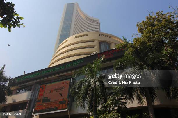 The Bombay Stock Exchange building is seen in Mumbai, India on January 21, 2021.