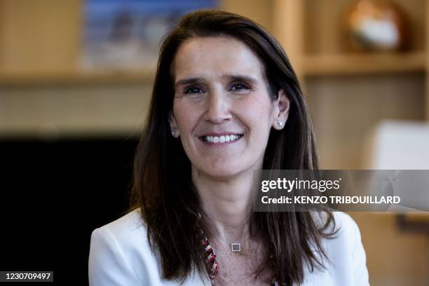 Belgian Foreign Affairs Minister Sophie Wilmes poses during an AFP interview in her office at the Ministry of Foreign Affairs in Brussels on January...