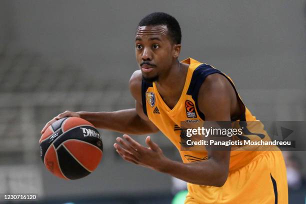 Errick McCollum, #3 of Khimki Moscow Region in action during the 2020/2021 Turkish Airlines EuroLeague Regular Season Round 21 match between...