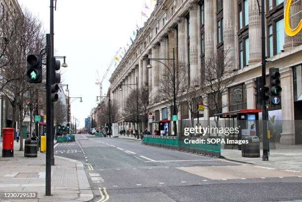 View of an empty Oxford Street. England remains under lockdown as the Prime Minster Boris Johnson refuses to rule out that it may continue past...
