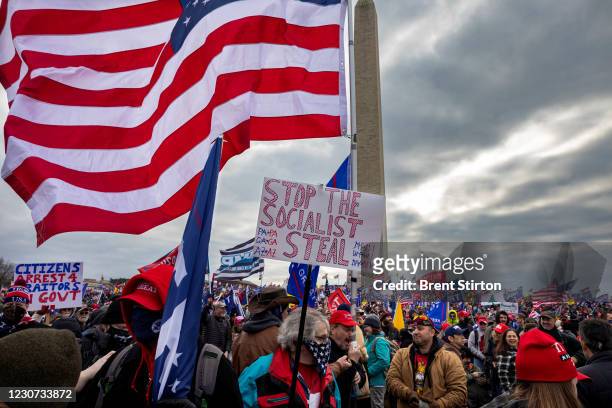 Pro-Trump protesters gather in front of the U.S. Capitol Building on January 6, 2021 in Washington, DC. Trump supporters gathered in the nation's...