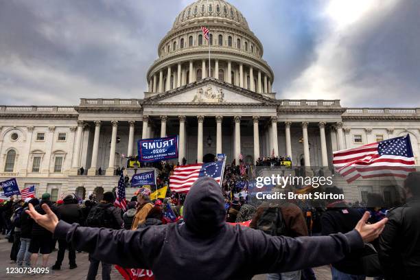 Pro-Trump protesters gather in front of the U.S. Capitol Building on January 6, 2021 in Washington, DC. Trump supporters gathered in the nation's...