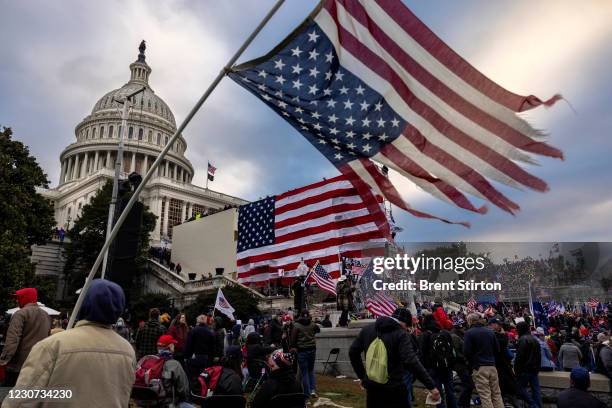 Pro-Trump protesters gather in front of the U.S. Capitol Building on January 6, 2021 in Washington, DC. Trump supporters gathered in the nation's...