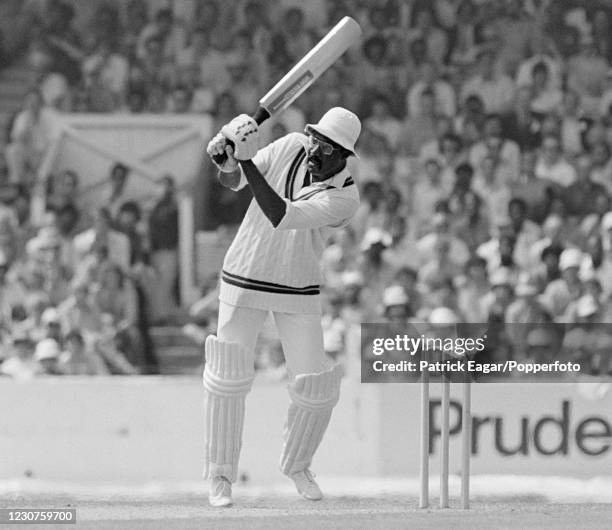 West Indies captain Clive Lloyd batting during his innings of 37 runs in the Prudential World Cup Semi Final between Pakistan and West Indies at The...