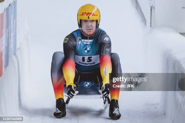 Germany's Felix Loch competes during the men's sprint singles competition of the Luge World Cup at the Olympia Eiskanal in Innsbruck, Austria, on...