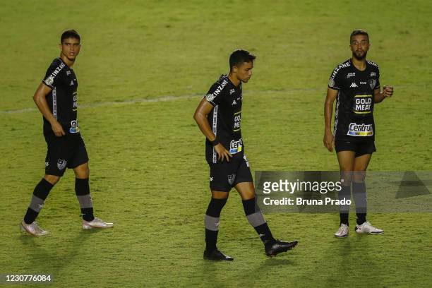 Players of Botafogo react after losing the match between Fluminense and Botafogo as part of the Brasileirao Series A at Sao Januario Stadium on...