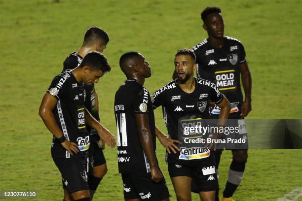 Players of Botafogo react after losing the match between Fluminense and Botafogo as part of the Brasileirao Series A at Sao Januario Stadium on...