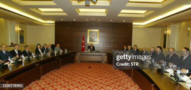 Turkish Prime Minister Recep Tayyip Erdogan heads the first meeting of his new cabinet in Ankara, Turkey, 29 August 2007. Turkish Prime Minister...