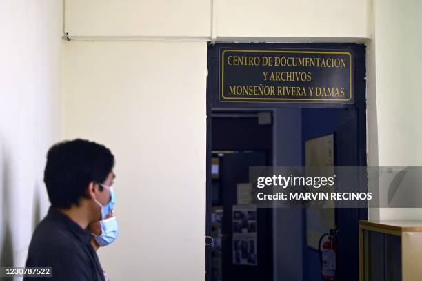 Picture of the entry to the Documentation and Archive Centre Monsignor Arturo Rivera y Damas where archives containing information on the El Mozote...