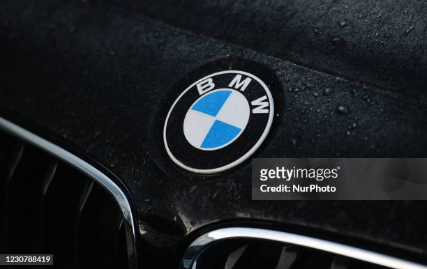 Logo seen on a parked car in Dublin city center. On Monday, January 25 in Dublin, Ireland.