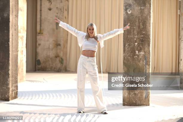 Lena Gercke attends the About You Fashion Week, AYFW, LeGer by LenaGercke show production at Kraftwerk on January 24, 2021 in Berlin, Germany.