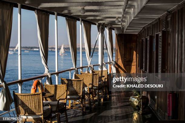 This picture taken on January 3, 2021 shows a view of the deck of the Nile steam ship "PS Sudan" off of Egypt's southern city of Aswan, some 920...