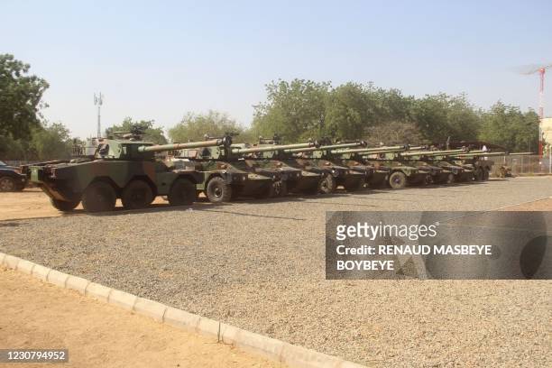 General view of ERC 90 Sagaie light armoured vehicles given to Chad by France, in N'Djamena, Chad, on January 23, 2021. - France on January 23, 2021...