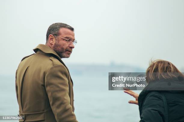 Liev Schreiber getting ready for the shooting of the film Across the River and into the Trees, by director Paola Ortiz and starring actors such as...