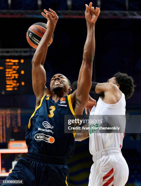 Errick McCollum, #3 of Khimki Moscow Region in action during the 2020/2021 Turkish Airlines EuroLeague Regular Season Round 22 match between Khimki...