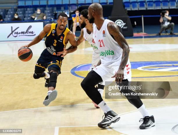 Errick McCollum, #3 of Khimki Moscow Region in action during the 2020/2021 Turkish Airlines EuroLeague Regular Season Round 22 match between Khimki...