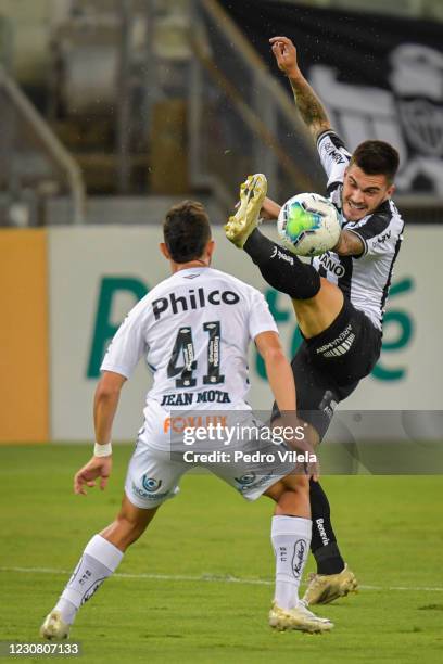 Nathan of Atletico MG and Jean Mota of Santos fight for the ball during a match between Atletico MG and Santos as part of Brasileirao Series A 2020...