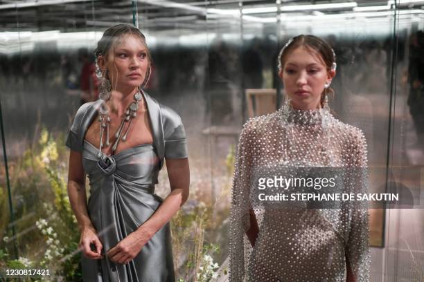 British models Kate Moss and her daughter Lila Grace Moss-Hack present creations by British designer Kim Jones for the Fendi's Spring-Summer 2021...