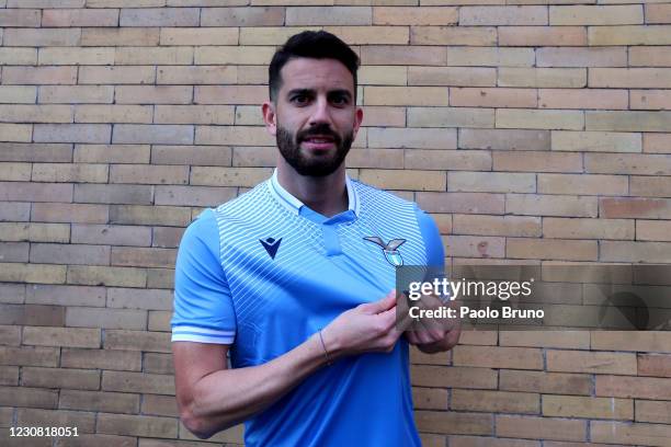 New SS Lazio signing Mateo Musacchio poses with the SS Lazio jersey after the medical tests at Paideia Hospital on January 27, 2021 in Rome, Italy.