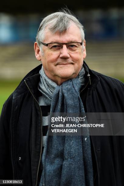 Michel Keff, friend of Michel Platini, poses on the football pitch of the sport complex Aldo Platini in Joeuf, north eastern France, on January 13,...
