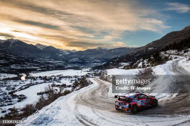 Pierre-Louis LOUBET / Vincent LANDAIS HYUNDAI I20 Coupe WRC during the WRC Rallye Monte Carlo 2021 SS2 / WP2 on January 23, 2021 in Hautes-Alpes,...