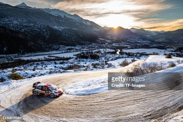 Sebastien OGIER / Julien INGRASSIA Toyota Yaris WRC during the WRC Rallye Monte Carlo 2021 SS2 / WP2 on January 23, 2021 in Hautes-Alpes, France.