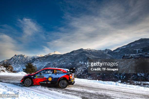 Thierry Neuville / Nicolas Gilsoul Hyundai i20 WRC during the WRC Rallye Monte Carlo 2021 SS2 / WP2 on January 23, 2021 in Hautes-Alpes, France.