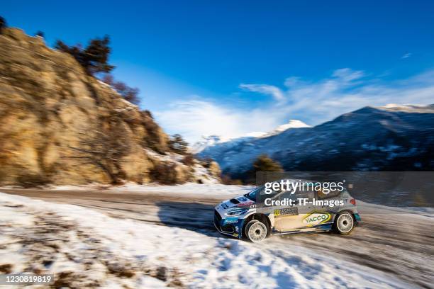 Adrien Fourmaux / Renaud JAMOUL Ford Fiesta MK II during the WRC Rallye Monte Carlo 2021 SS2 / WP2 on January 23, 2021 in Hautes-Alpes, France.