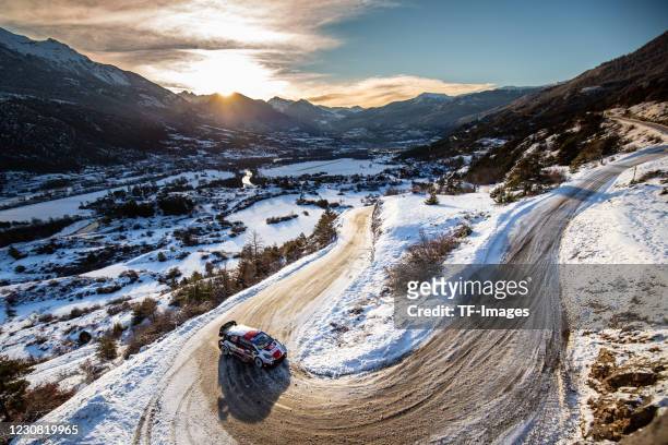 Elfyn EVANS / Scott MARTIN Toyota Yaris WRC during the WRC Rallye Monte Carlo 2021 SS2 / WP2 on January 23, 2021 in Hautes-Alpes, France.