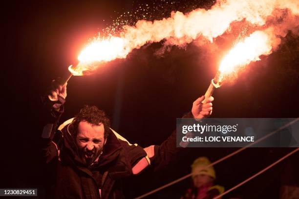 French skipper Louis Burton who sailed his Imoca 60 monohull 'Bureau Vallee' in the 2020/2021 ninth edition of the Vendee Globe round-the-world solo...