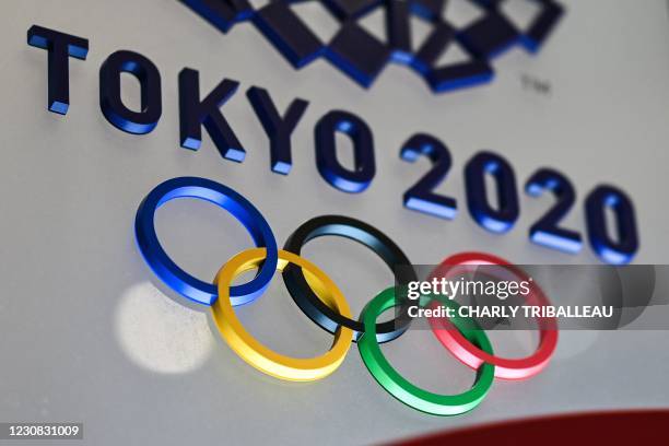 The Tokyo 2020 Olympics Games logo is seen in Tokyo on January 28, 2021.