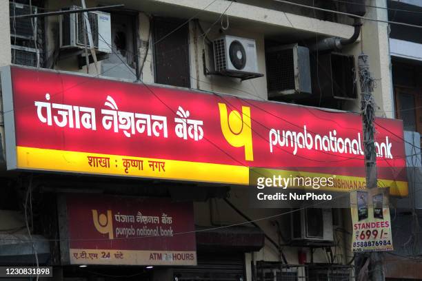 Logo of Punjab National Bank, India's second largest public sector bank, is pictured in New Delhi, India on January 27, 2021. With International...