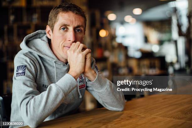 Portrait of Irish professional road racing cyclist Dan Martin, photographed in Belgium on April 25, 2019.
