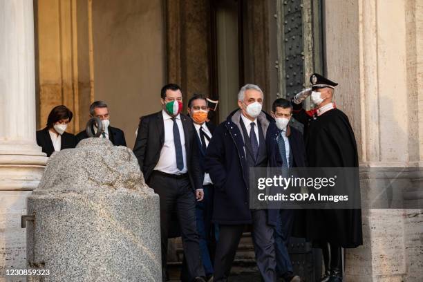 The members of the center-right political parties Anna Maria Bernini, Antonio De Poli, Giovanni Toti, Matteo Salvini, Maurizio Lupi and Gaetano...