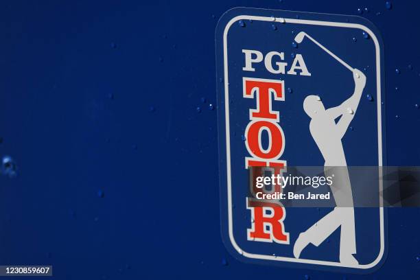 Logo is seen during the second round of the Farmers Insurance Open at Torrey Pines South on January 29, 2021 in San Diego, California.