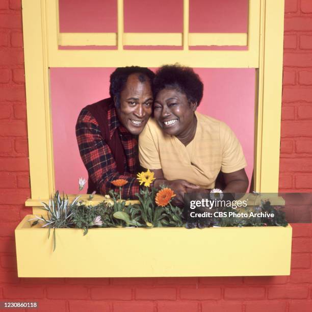 Pictured from left is John Amos , Esther Rolle in the CBS television situation comedy, GOOD TIMES. January 1, 1977.