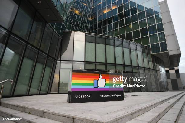 Facebook EMEA headquarters on Grand Canal Square in Dublin Docklands. On Friday, 29 January in Dublin, Ireland.