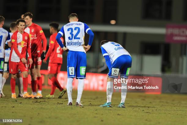 Felix Luckeneder of Hartberg and Manfred Gollner of Hartberg look dejected during the Tipico Bundesliga match between TSV prolactal Hartberg and FC...