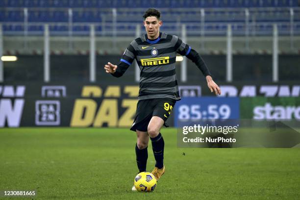 Alessandro Bastioni of FC Internazionale in action during the Serie A match between FC Internazionale and Benevento Calcio at Stadio Giuseppe Meazza...