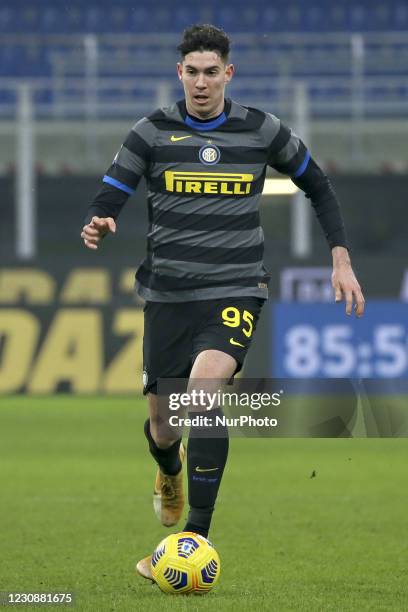 Alessandro Bastioni of FC Internazionale in action during the Serie A match between FC Internazionale and Benevento Calcio at Stadio Giuseppe Meazza...
