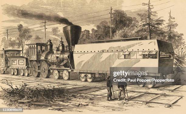 Vintage illustration featuring the Railroad Battery including rifle holes and a 24-pounder cannon which also accommodated 60 men, which protected...