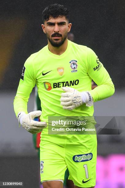 Amir Abedzadeh of CS Maritimo in action during the Liga NOS match between Vitoria Guimaraes SC and CS Maritimo at Estadio Dom Afonso Henriques on...