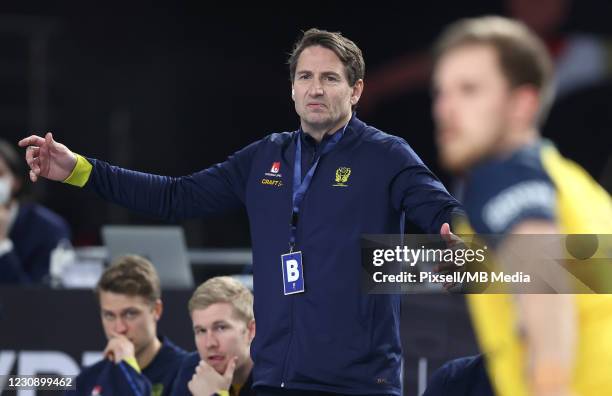 Head coach of Swedish Handball team Glenn Solberg during the 27th IHF Men's World Championship final match between Denmark v Sweden - IHF Men's World...