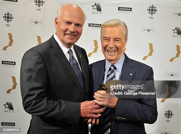 Peter Mansbridge and winner of the Gordon Sinclair Award for Broadcast Journalism Lloyd Robertson attend the 26th Annual Gemini Awards - Industry...