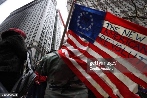 New York Young Republicans are gathered at the Zuccotti Park in lower Manhattan for a Re-Occupy Wall Street demonstration in New York City, United...