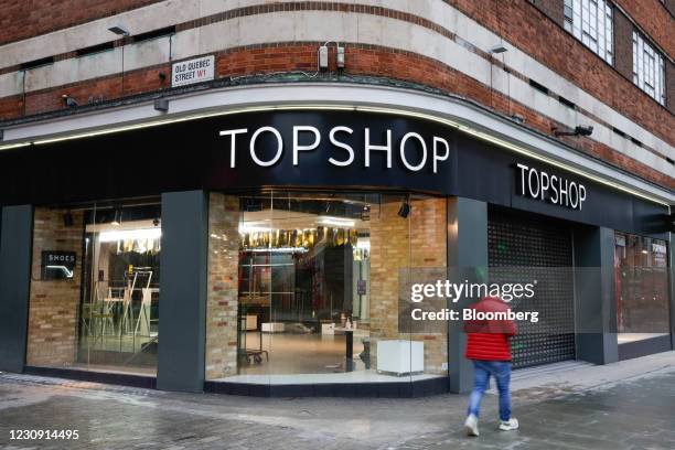 Pedestrian passes a closed Topshop store in central London, U.K., on Monday, Feb. 1, 2021. Asos Plc agreed to buy Topshop, one of Britain's...