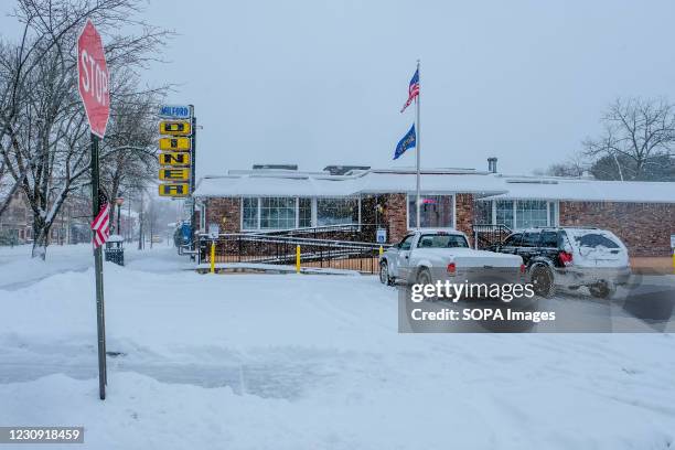 The Milford Diner is one of the few business places open in Milford as a Nor'easter pounds Pennsylvania and surrounding states. A Noreaster is...