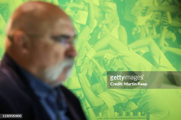 Merv Hughes conducts a press conference via Zoom during the Announcement of an induction into the Australian Cricket Hall of Fame at Melbourne...